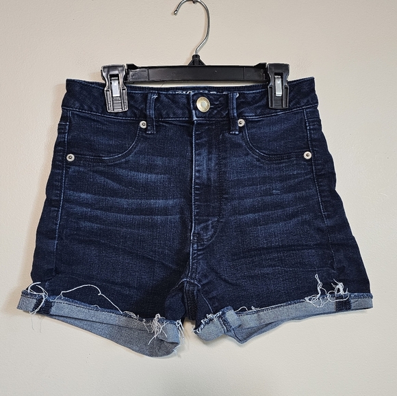 American Eagle Outfitters Blue Jean Shorts Distressed High-Waisted - Picture 1 of 5